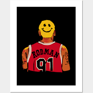 DENNIS RODMAN Smiley Face Hairstyle Posters and Art